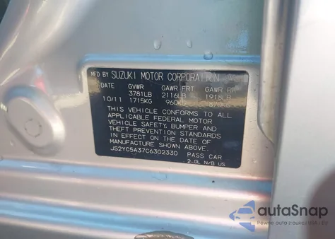 2012 Suzuki Sx4 Le/Le Popular z USA, uszkodzony, nr VIN JS2YC5A37C6302330